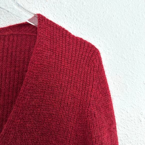 Peruvian Connection Cranberry Helsinki Tunic Sweater Medium Royal Alpaca V-Neck - Picture 4 of 8